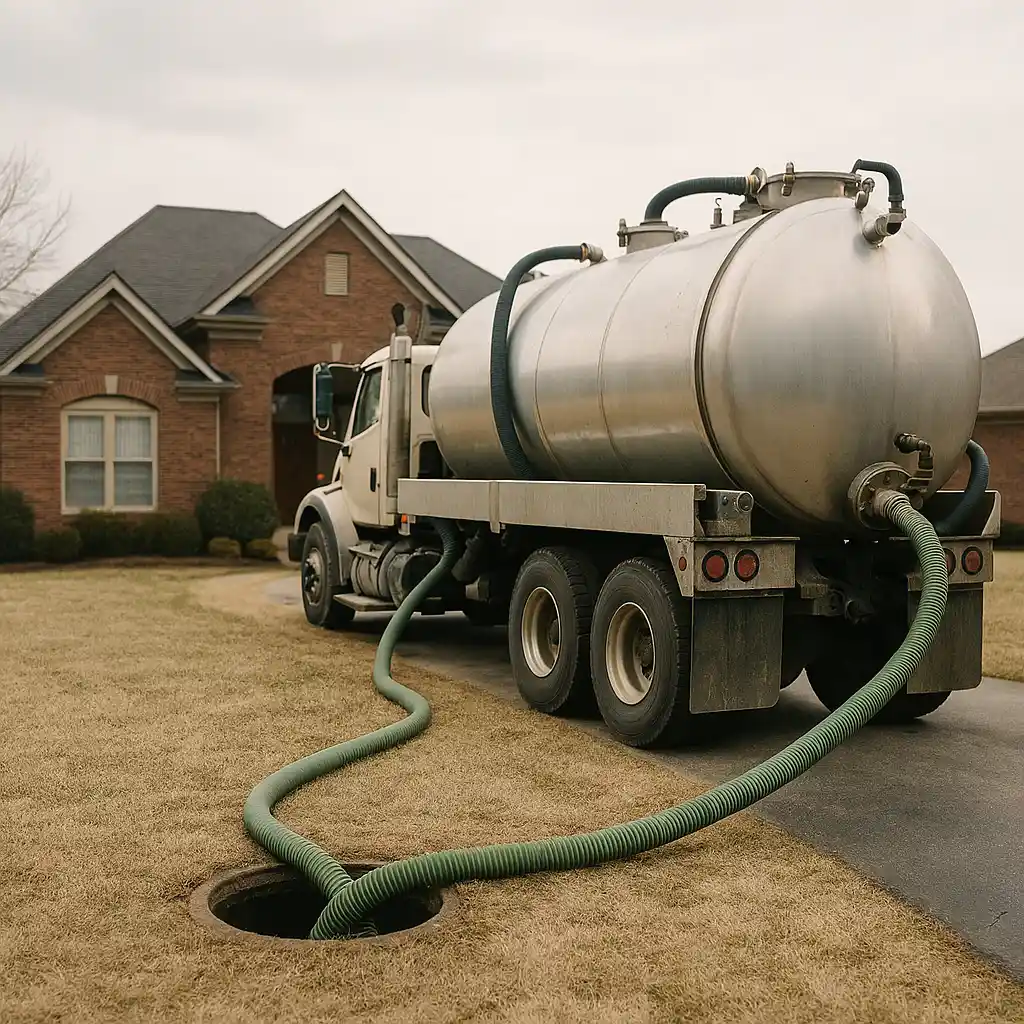 Septic tank pumping service at a Lexington Kentucky residential property