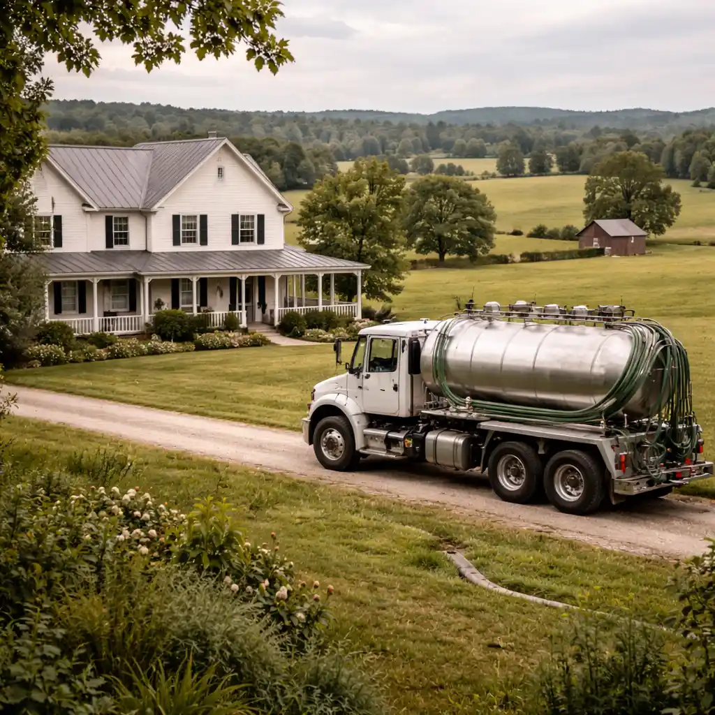 Central Kentucky landscape near Lexington showing rolling terrain and soil conditions relevant to septic system performance