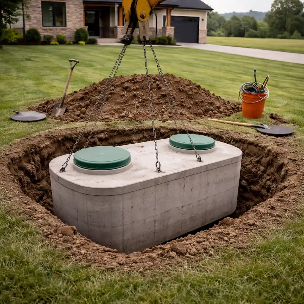 New septic system installation at a residential property in Fayette County Kentucky