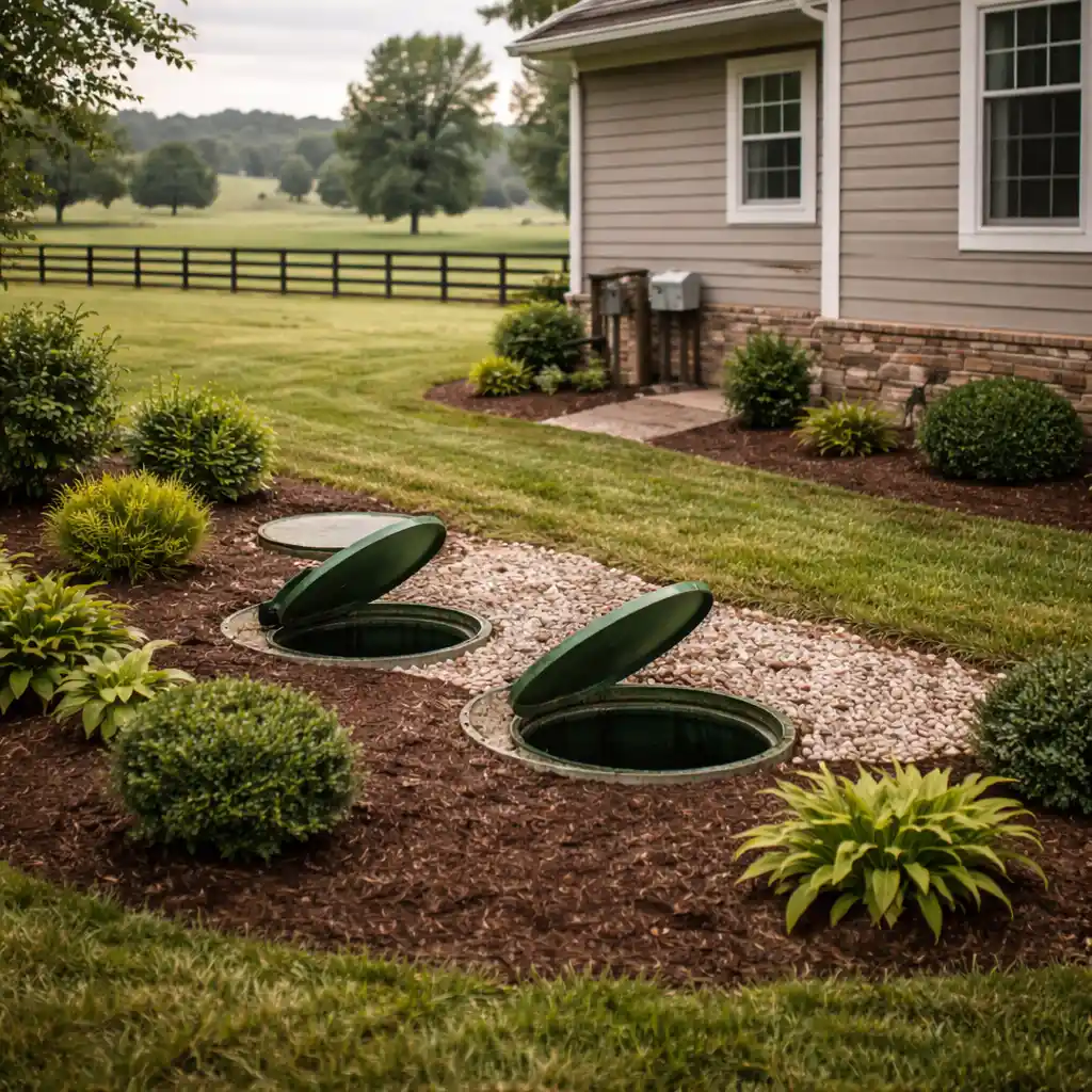 Septic service being performed at a residential property near Berea Kentucky
