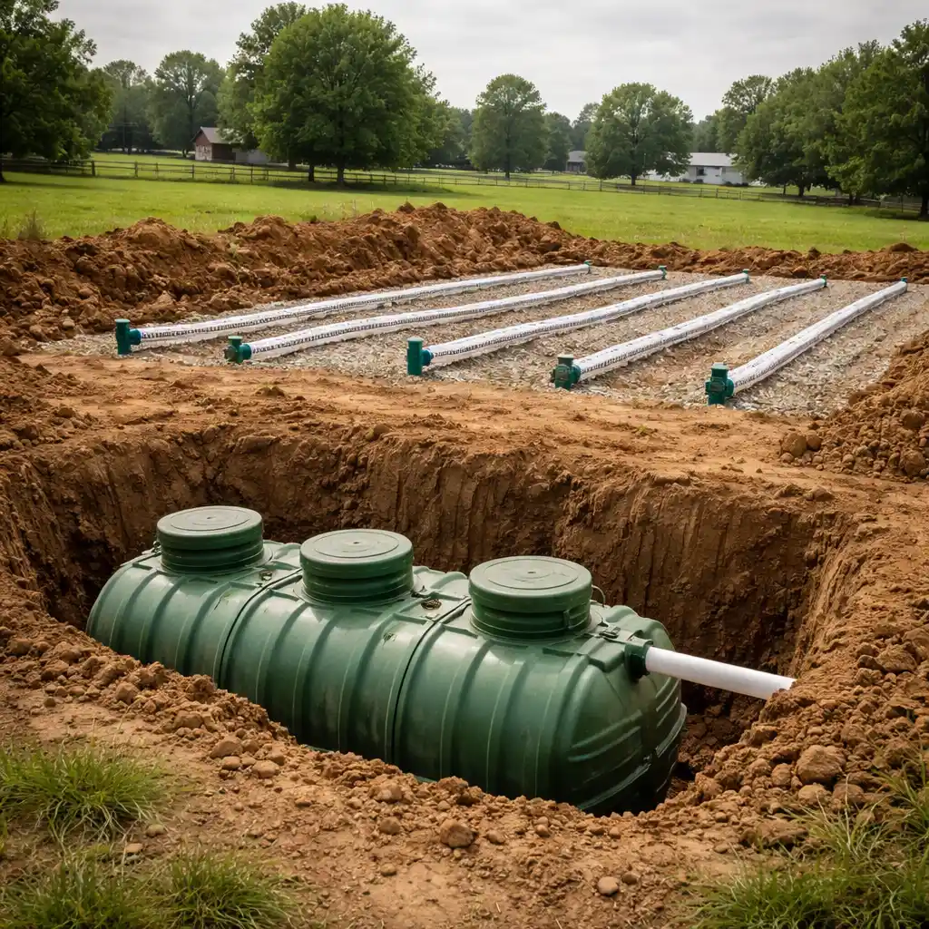 Drain field evaluation and repair work at a Lexington Kentucky home