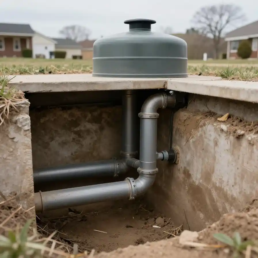 Soil percolation test being conducted on a Lexington Kentucky property as part of the septic permit process
