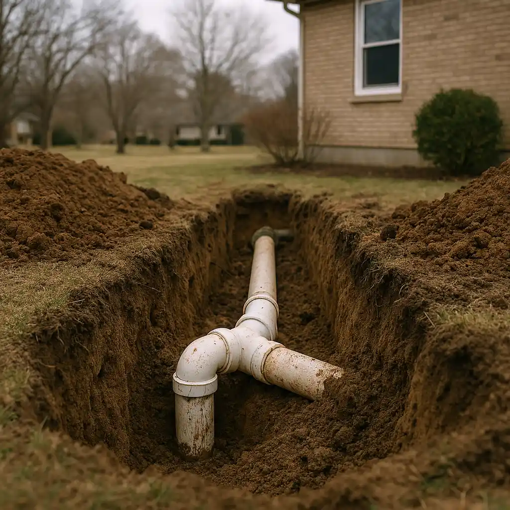 New septic system being installed at a residential property in Fayette County Kentucky