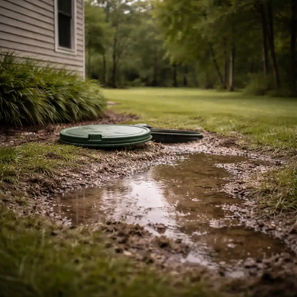 Backed up septic system