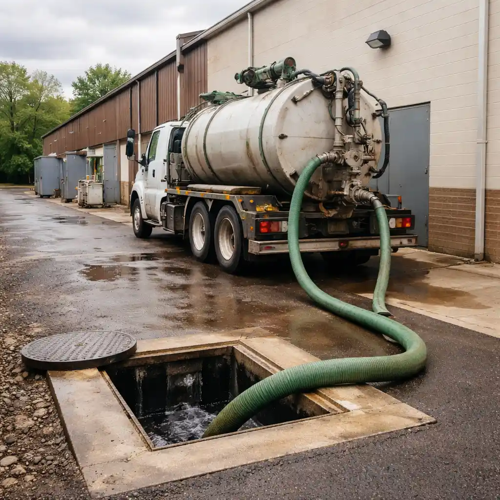 Commercial septic system cleaning job in the Lexington Kentucky area